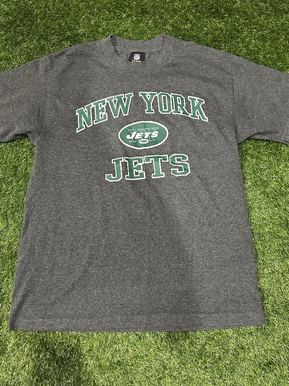 New York Jets T-Shirt Mens Medium Gray NFL Team Apparel Arched Graphic